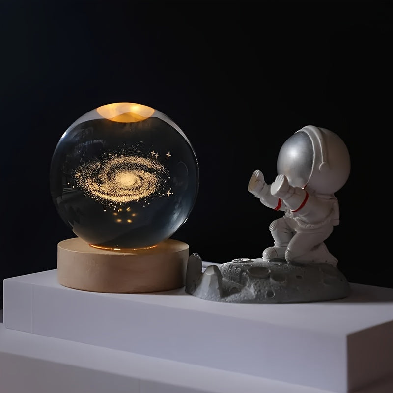 3D Galaxy Crystal Ball Night Light Warm Yellow