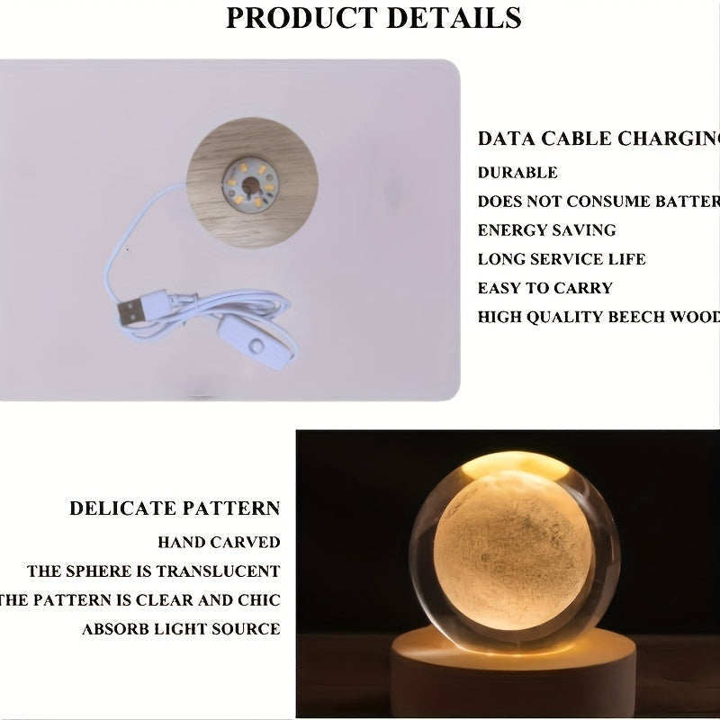 3D Galaxy Crystal Ball Night Light Warm Yellow