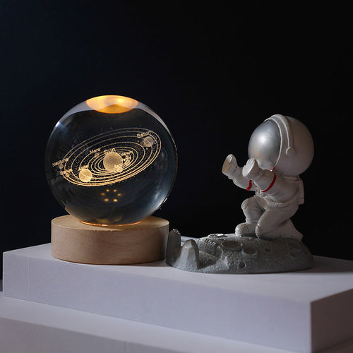 3D Galaxy Crystal Ball Night Light Warm Yellow