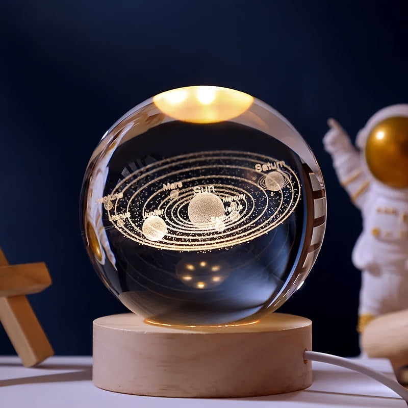 3D Galaxy Crystal Ball Night Light Warm Yellow