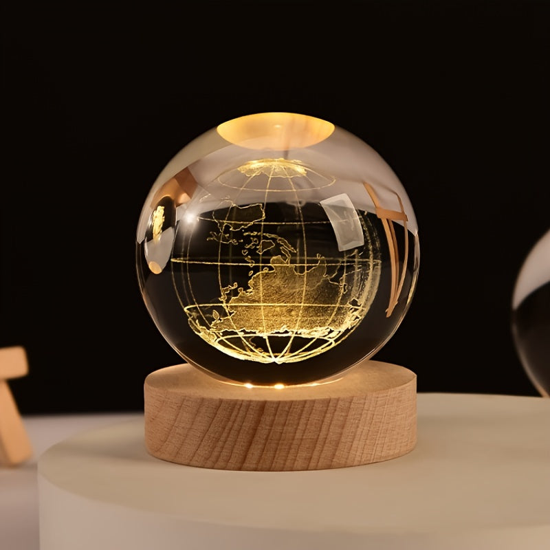 3D Galaxy Crystal Ball Night Light Warm Yellow